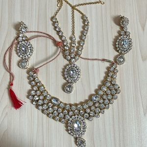 Rhinestone and Gold Kundan Set